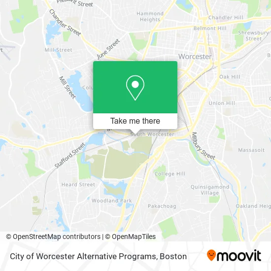 City of Worcester Alternative Programs map
