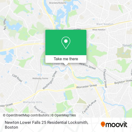 Newton Lower Falls 25 Residential Locksmith map