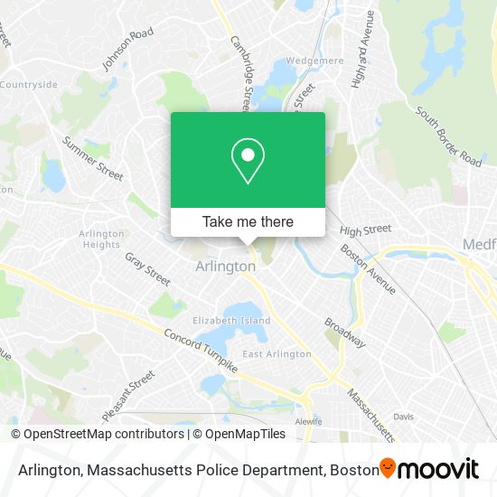Mapa de Arlington, Massachusetts Police Department