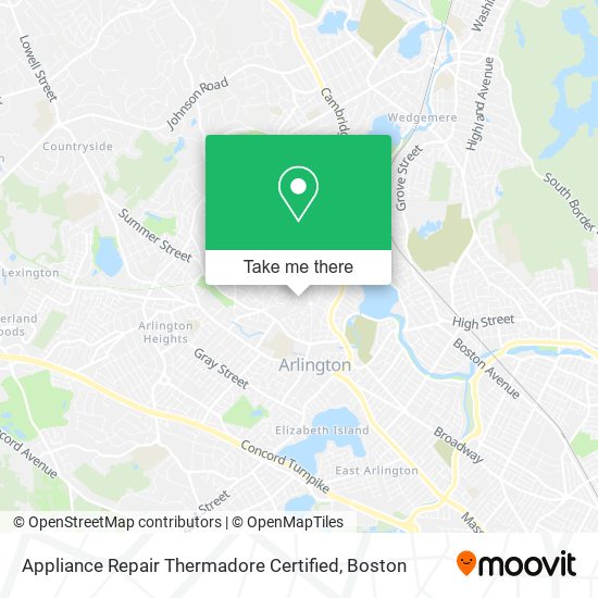 Mapa de Appliance Repair Thermadore Certified