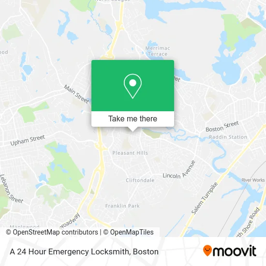 A 24 Hour Emergency Locksmith map