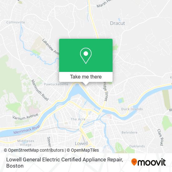 Mapa de Lowell General Electric Certified Appliance Repair