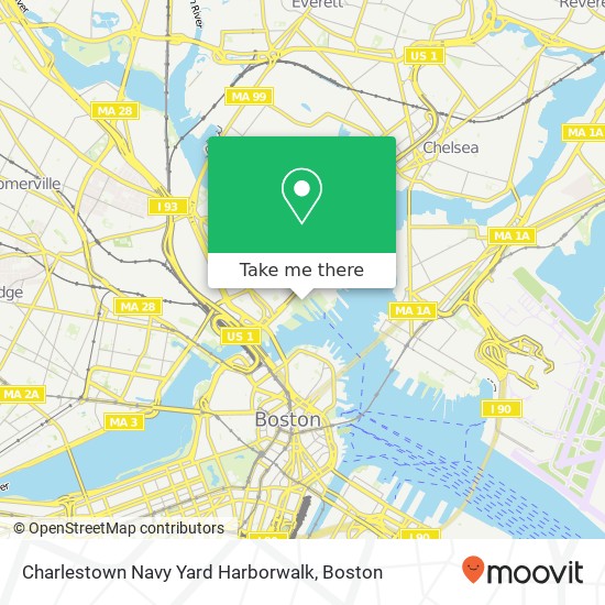 Mapa de Charlestown Navy Yard Harborwalk