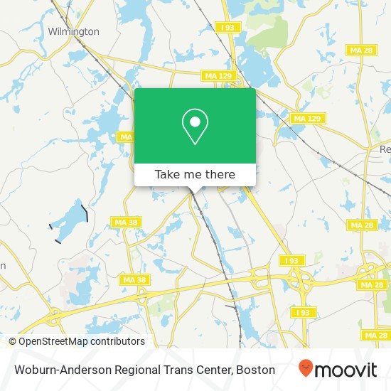 Mapa de Woburn-Anderson Regional Trans Center