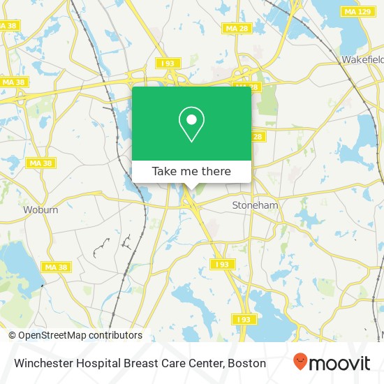 Mapa de Winchester Hospital Breast Care Center