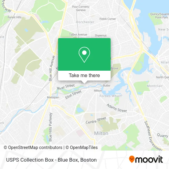 Mapa de USPS Collection Box - Blue Box