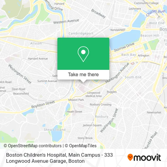 Boston Children's Hospital, Main Campus - 333 Longwood Avenue Garage map
