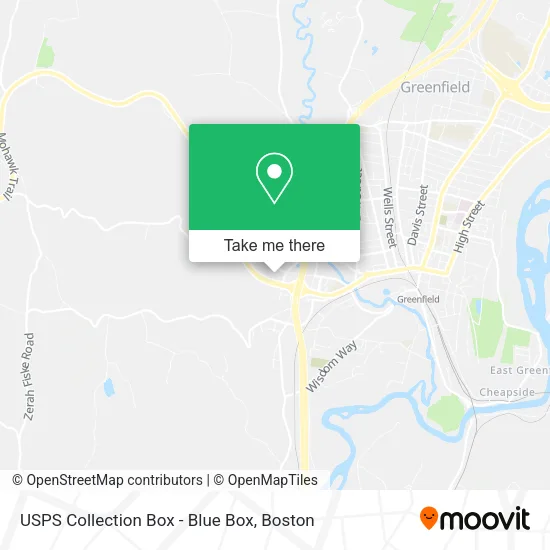 Mapa de USPS Collection Box - Blue Box