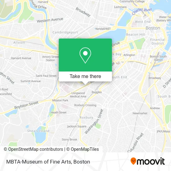 MBTA-Museum of Fine Arts map