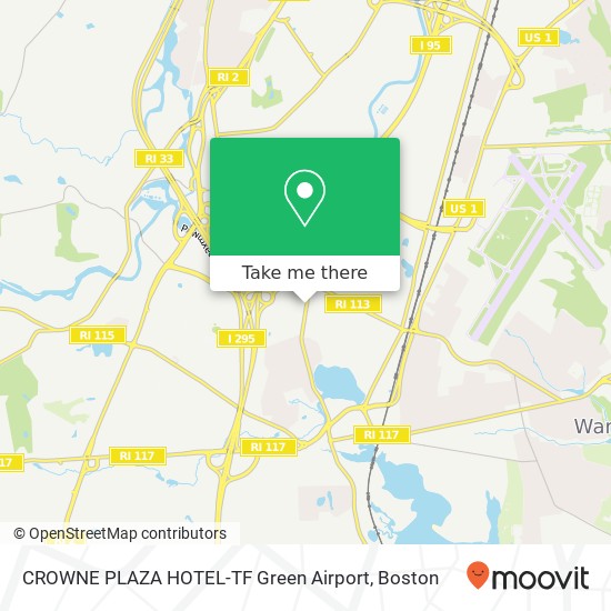 Mapa de CROWNE PLAZA HOTEL-TF Green Airport