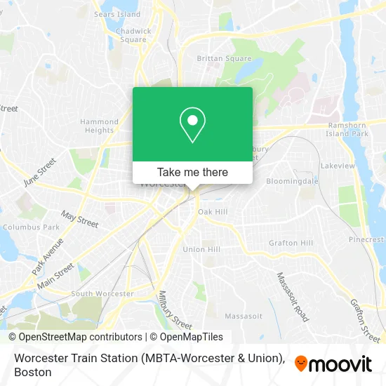 Mapa de Worcester Train Station (MBTA-Worcester & Union)