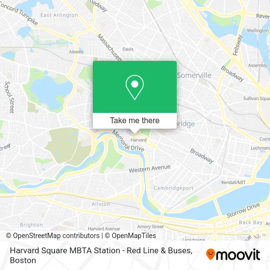 Harvard Square MBTA Station - Red Line & Buses map