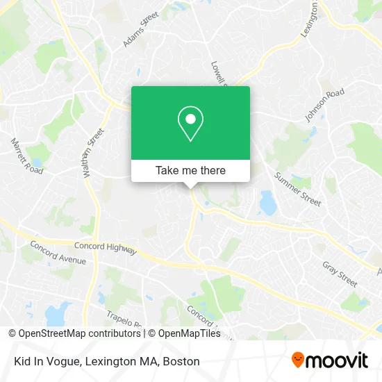 Kid In Vogue, Lexington MA map