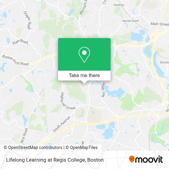 Lifelong Learning at Regis College map