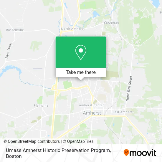 Umass Amherst Historic Preservation Program map