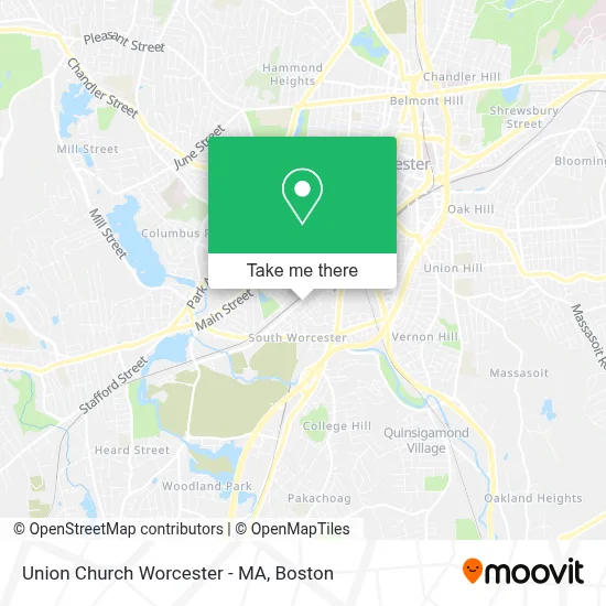Union Church Worcester - MA map