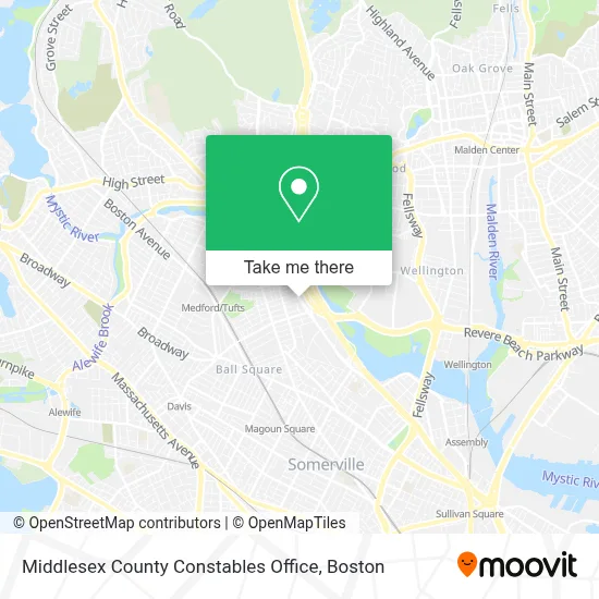 Middlesex County Constables Office map