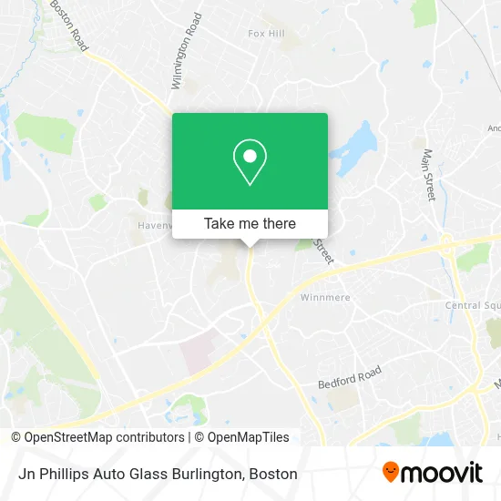 Jn Phillips Auto Glass Burlington map