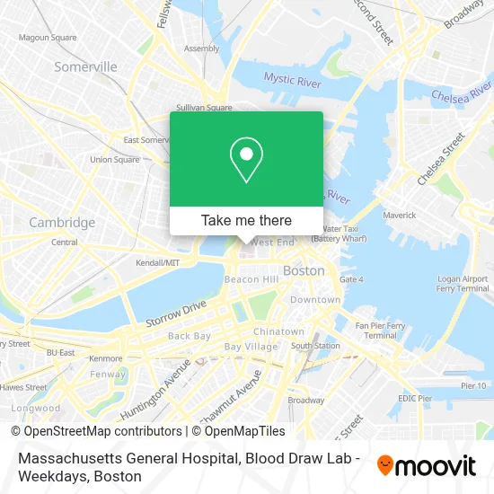 Massachusetts General Hospital, Blood Draw Lab - Weekdays map