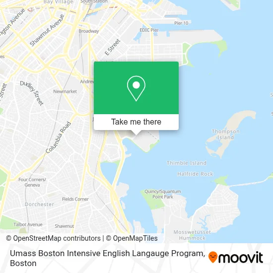 Umass Boston Intensive English Langauge Program map