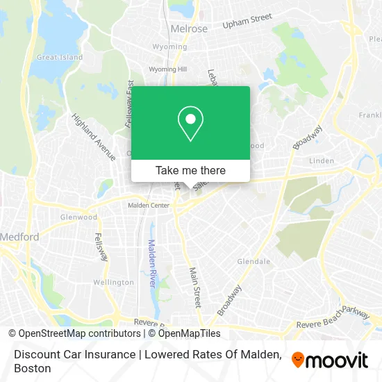 Discount Car Insurance | Lowered Rates Of Malden map