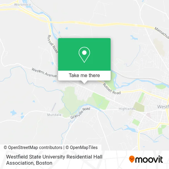 Westfield State University Residential Hall Association map