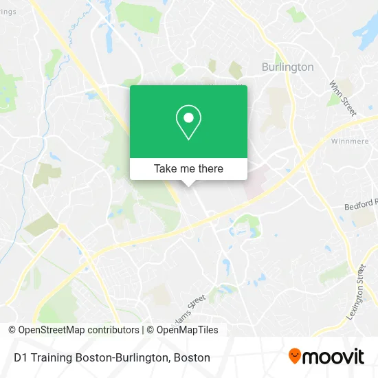 D1 Training Boston-Burlington map