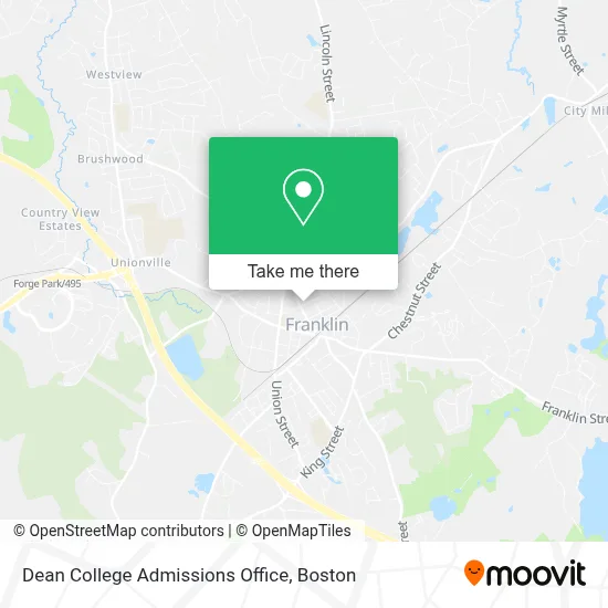 Dean College Admissions Office map