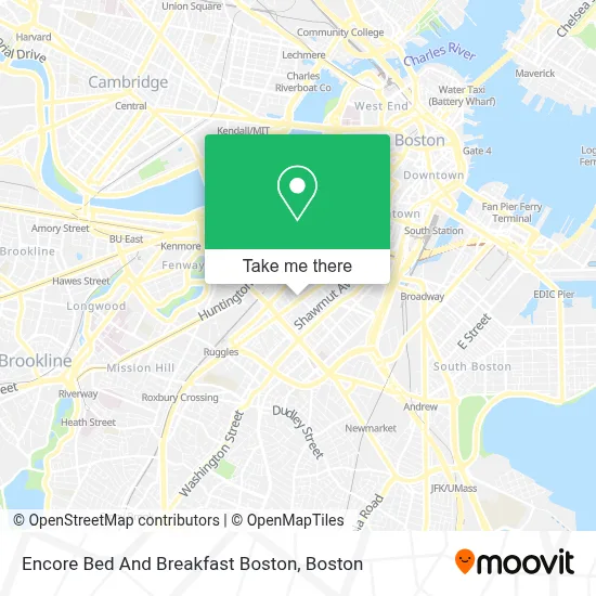 Encore Bed And Breakfast Boston map