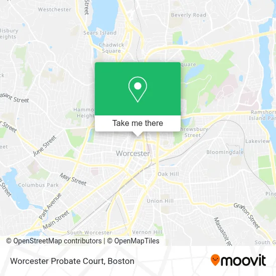 Worcester Probate Court map