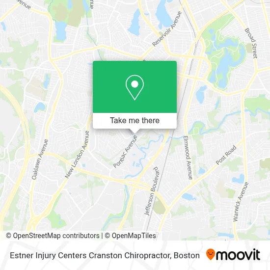 Estner Injury Centers Cranston Chiropractor map