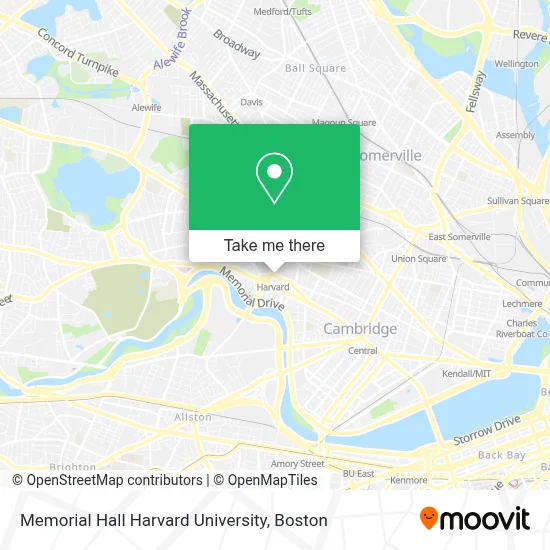 Memorial Hall Harvard University map
