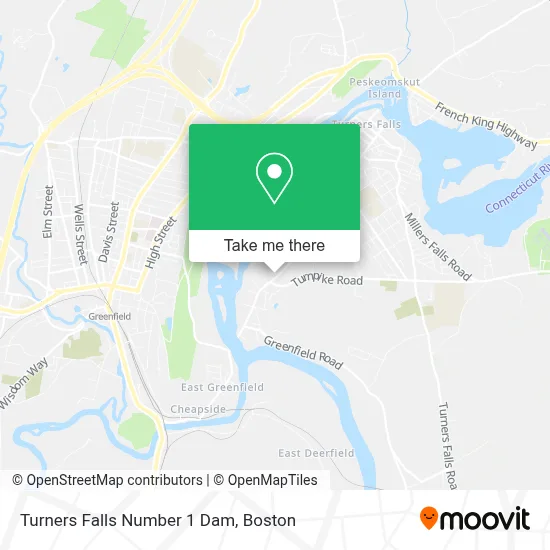 Turners Falls Number 1 Dam map
