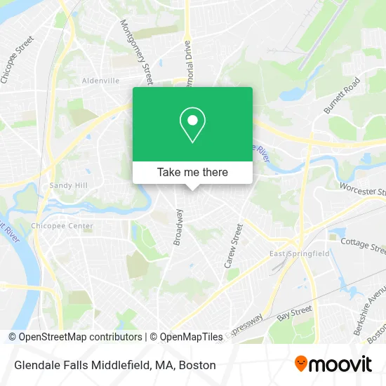 Glendale Falls Middlefield, MA map