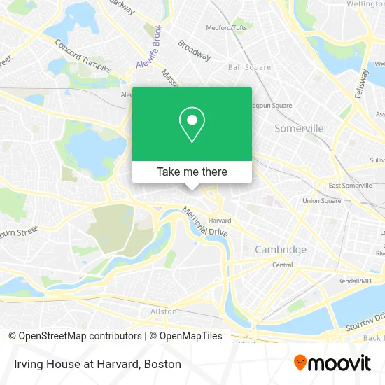 Irving House at Harvard map