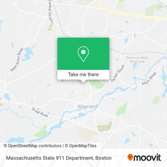 Massachusetts State 911 Department map