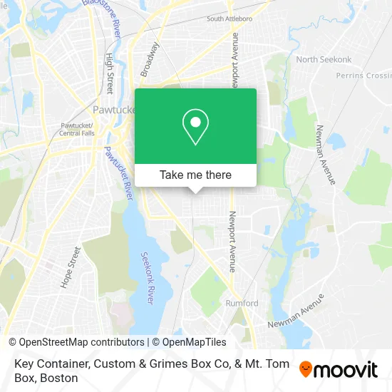 Key Container, Custom & Grimes Box Co, & Mt. Tom Box map