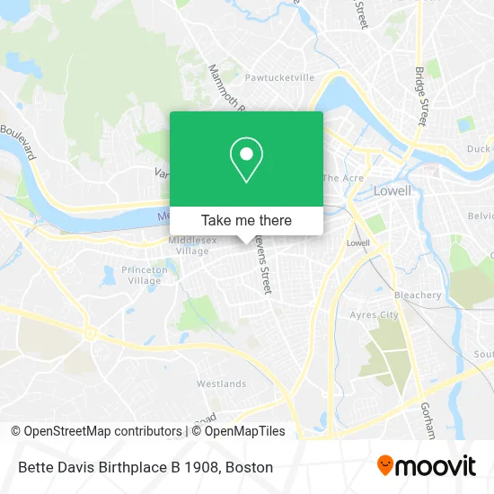 Bette Davis Birthplace B 1908 map