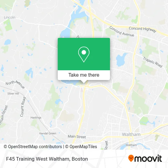 F45 Training West Waltham map