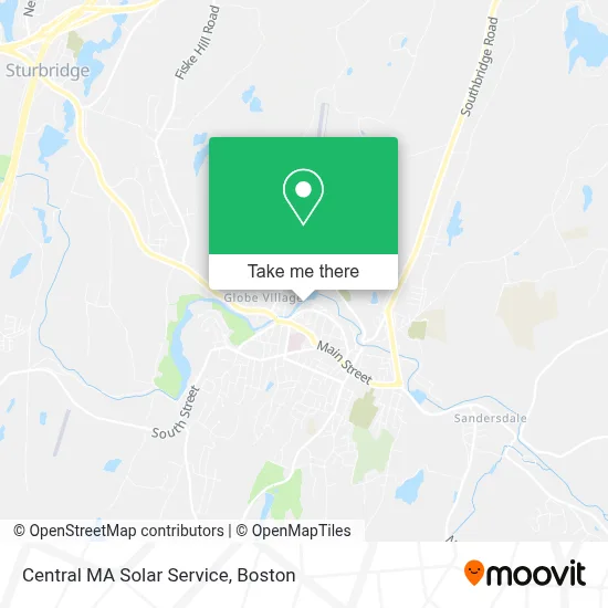 Central MA Solar Service map