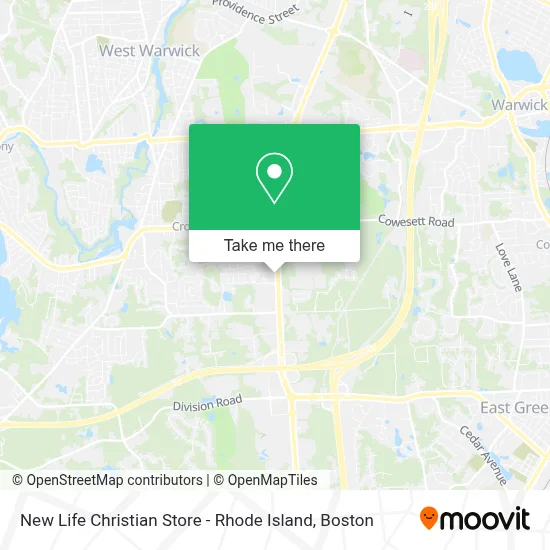 New Life Christian Store - Rhode Island map