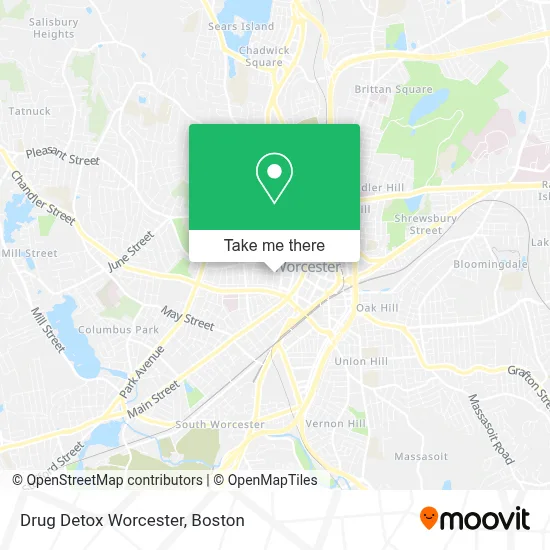 Drug Detox Worcester map