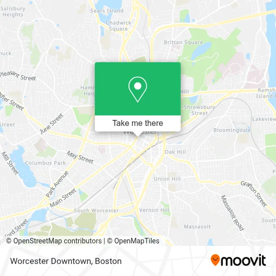 Worcester Downtown map