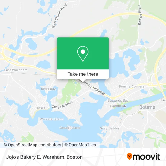 Jojo's Bakery E. Wareham map