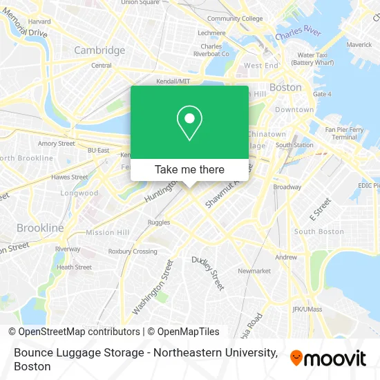 Bounce Luggage Storage - Northeastern University map