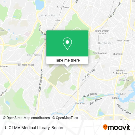 U Of MA Medical Library map
