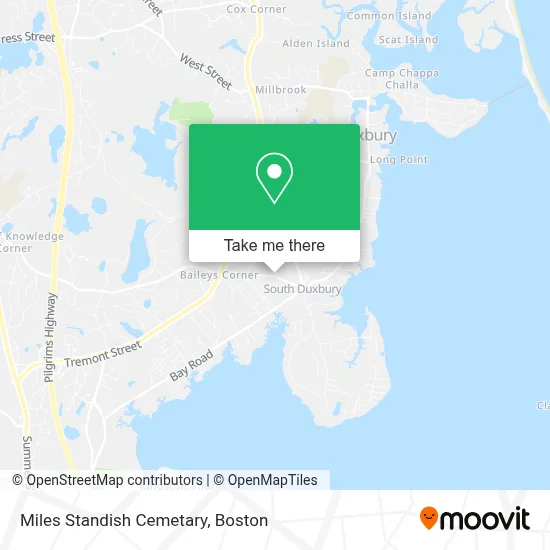 Miles Standish Cemetary map