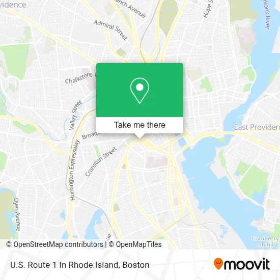 U.S. Route 1 In Rhode Island map