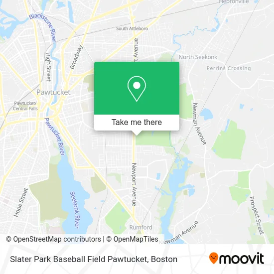 Slater Park Baseball Field Pawtucket map
