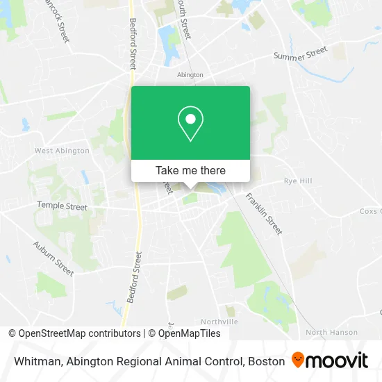 Whitman, Abington Regional Animal Control map